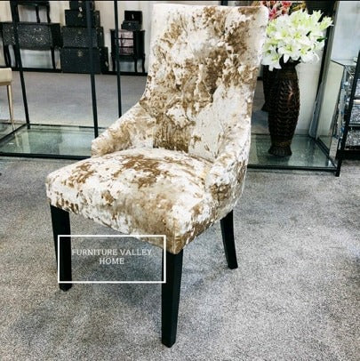 Venice Premium Crushed Velvet Mink Chrome Leg Plain Back Dining Chair