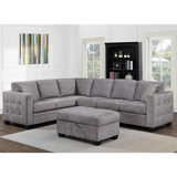 Kylie Grey Fabric Corner Sofa with Storage Ottoman