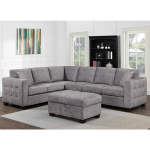 Kylie Grey Fabric Corner Sofa with Storage Ottoman