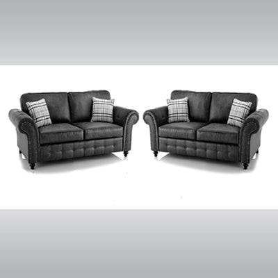 Large Romeo Sofa 3 + 2 Leather Faux Suite Black Sofa