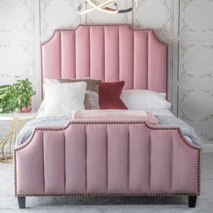 Urban Plush Velvet Pink Fabric  Bed Frame