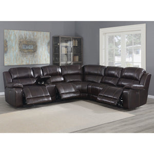 Brown Leather Power Recliner Sectional Sofa