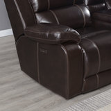 Brown Leather Power Recliner Sectional Sofa