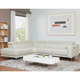 Gloss Light Grey Leather Power Recliner Sectional Sofa