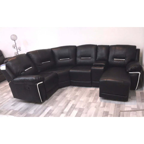 Sienna Black Leather Reclining Corner Sofa