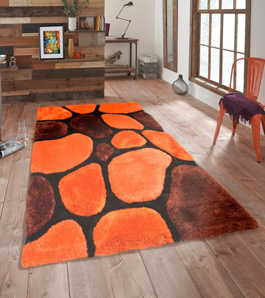 3D Pebbles Shaggy Rug - Terracotta