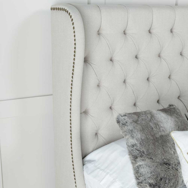 Chesterfield Fabric Long Headboard Ottoman Storage Bed Frame