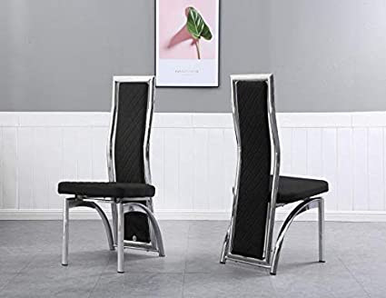 Icon Soft Touch Black Grey Velvet Dining Chair, Thick Paded Seat with High Back, Chrome Frame