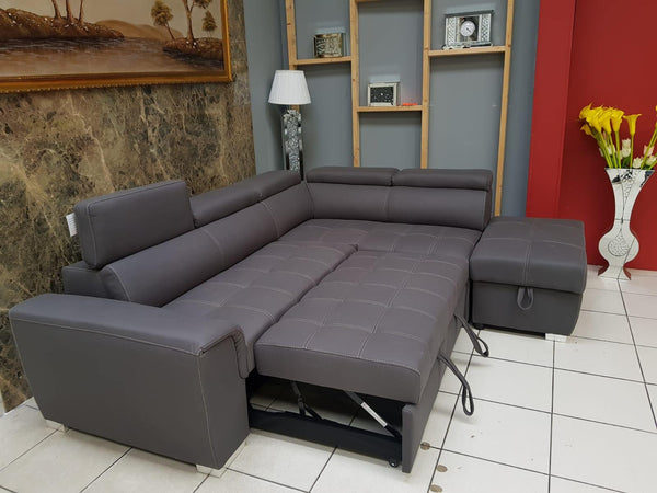 NEW GREY FABRIC CORNER SOFA BED