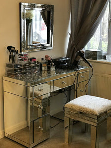 7 Drawers Crushed Mirror Elegance Dressing Table