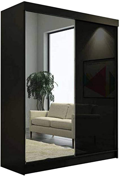 Vikas High Gloss & Mirror Double Door Sliding Wardrobe