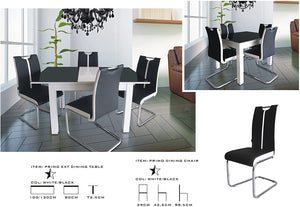 BLACK-WHITE PRIMO EXTENDING DINING TABLE AND 4 CHAIRS SETS