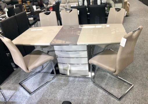 Milano Cappuccino Extendable Dining Table And 6 Chairs