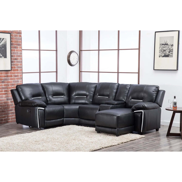 Sienna Black Leather Reclining Corner Sofa