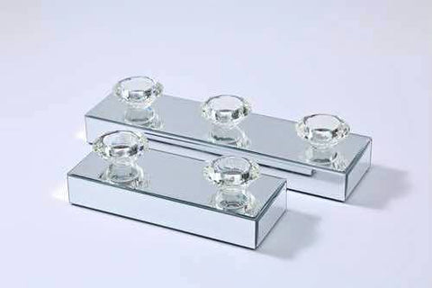 Mirrored Crystal Flower Tealight Holder