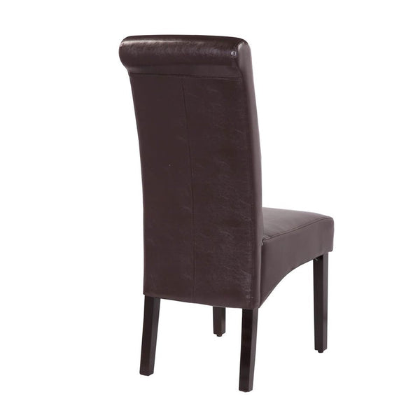 Dark Brown Faux Leather Dining Chair