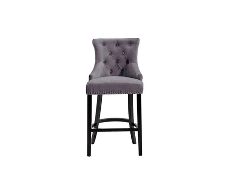 Dark Grey Velvet Bar stool