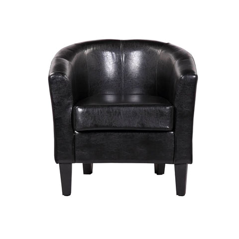 Black Faux Leather Tub Chair