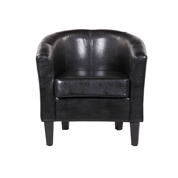 Black Faux Leather Tub Chair sofa