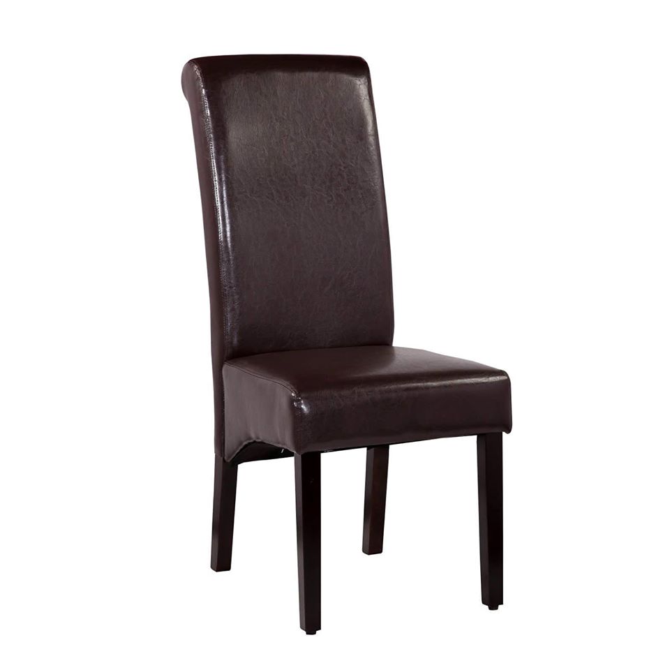 Dark Brown Faux Leather Dining Chair