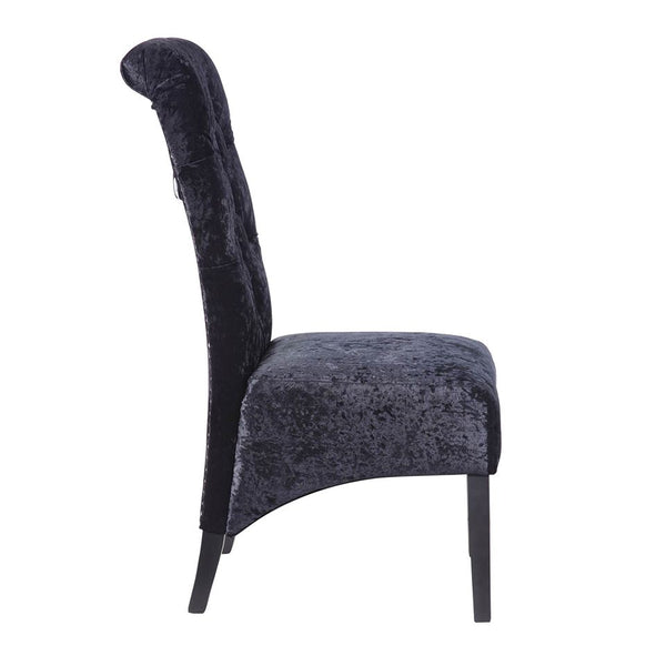 Black Crushed Velvet Knocker Back Dining Chair