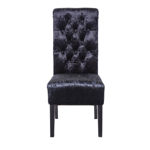 Black Crushed Velvet Knocker Back Dining Chair