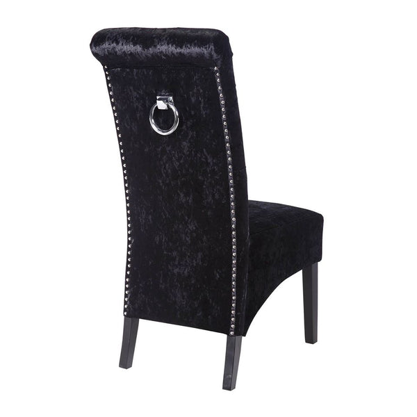 Black Crushed Velvet Knocker Back Dining Chair