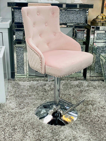 Majestic Plush Velvet Pink Bar Stool