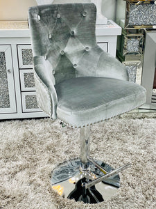 Majestic Plush Velvet Silver HQ Bar Stool