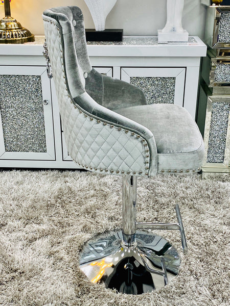 Majestic Plush Velvet Silver HQ Bar Stool