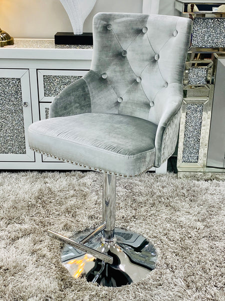 Majestic Plush Velvet Silver HQ Bar Stool