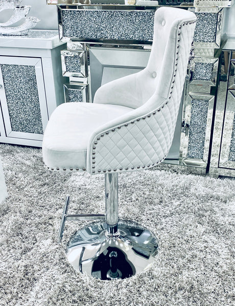 Majestic Plush Velvet Silver HQ Bar Stool