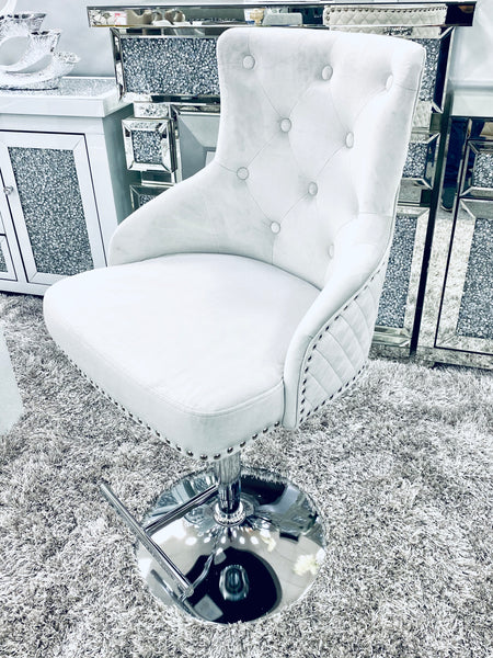 Majestic Plush Velvet Silver HQ Bar Stool