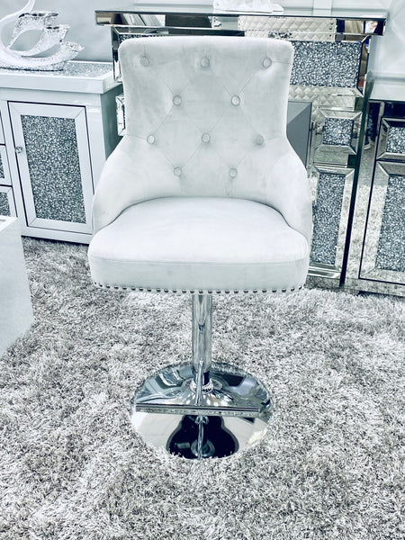 Majestic Plush Velvet Silver HQ Bar Stool