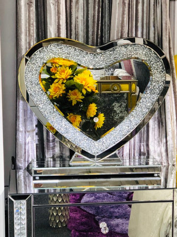 Crushed Diamond LED Heart Dresser Mirror / wall mirror