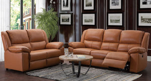 Paris 3 and 2 Seater Leather Sofa Set - Power Recliner | Tan Brown