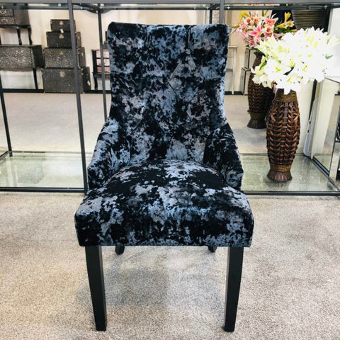 Venice Premium Crushed Velvet Black Chrome Leg Plain Back Dining Chair