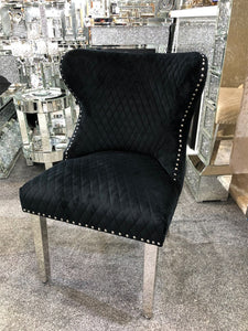 Valentino Black Plush Velvet Dining Chair