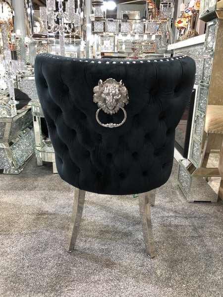 Valentino Black Plush Velvet Dining Chair