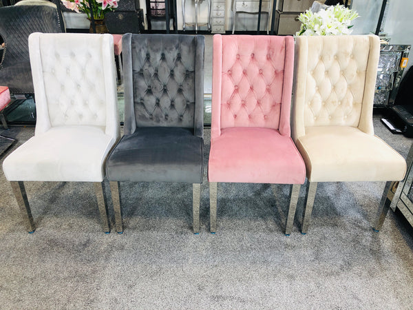 Kyoto Plush Velvet Silver HQ Dining Chairs