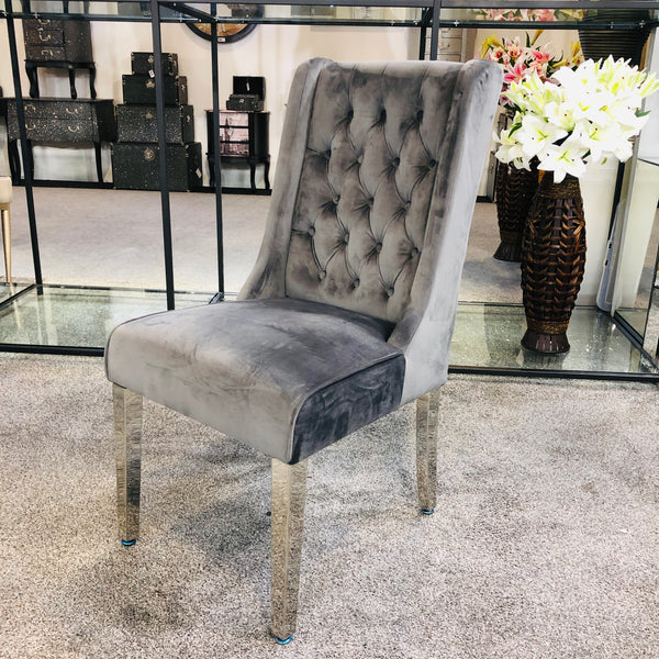 Kyoto Plush Velvet Grey Dining Chairs