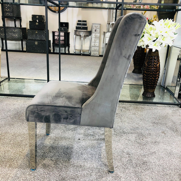 Kyoto Plush Velvet Grey Dining Chairs