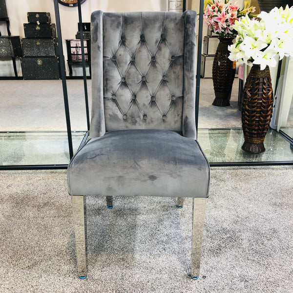 Kyoto Plush Velvet Grey Dining Chairs