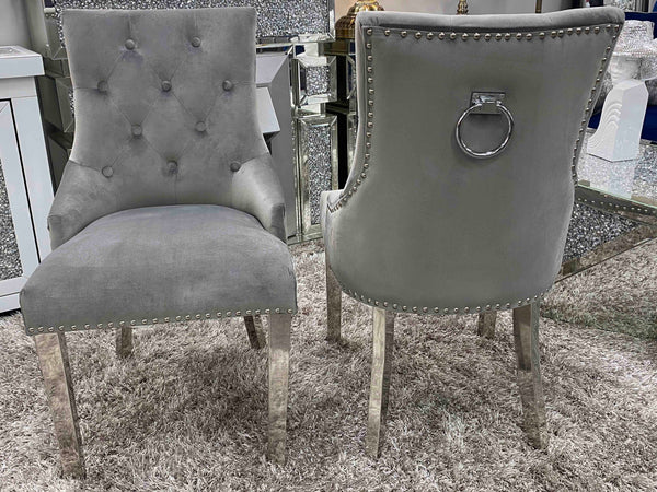 Valencia Grey Chrome Leg Plain Back Dining Chair