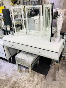 White High Gloss  Curved Dressing Table