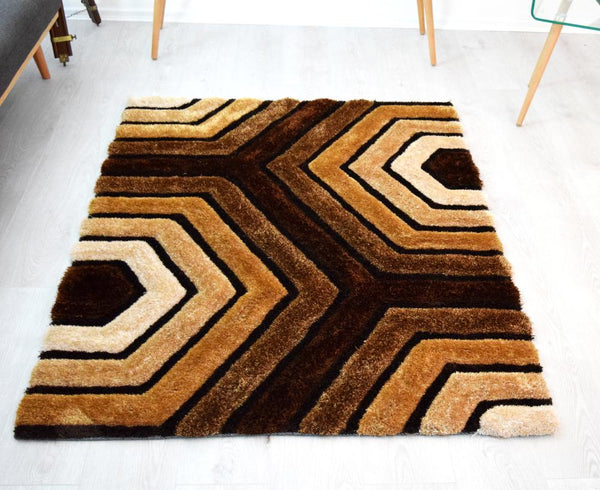 3D Tides Brown Shaggy Rug