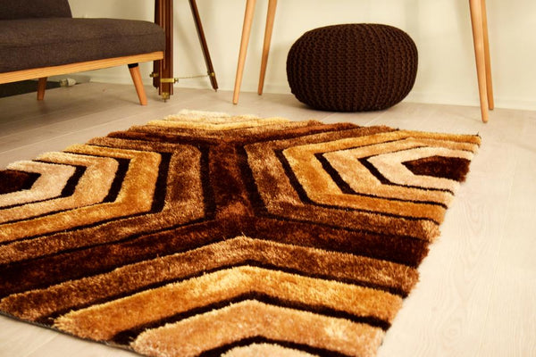 3D Tides Brown Shaggy Rug