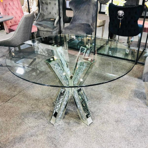 Crushed Mirror Round  Dining Table only