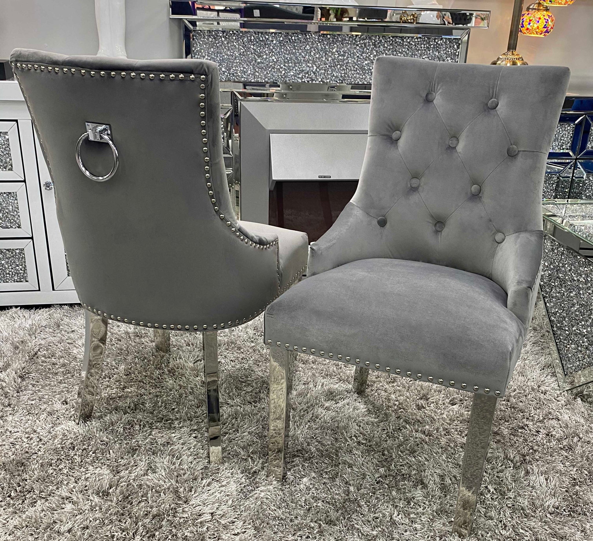 Valencia Grey Chrome Leg Plain Back Dining Chair