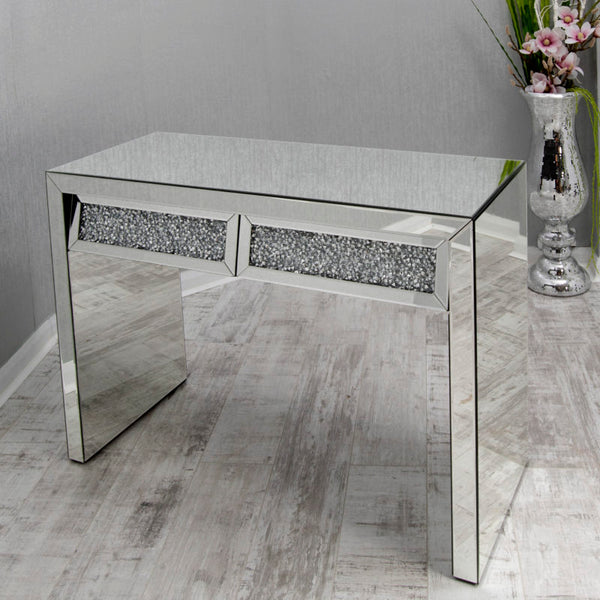 2 Drawers Crushed Mirror Dressing Table With Hollywood Bluetooth Speaker Mirror